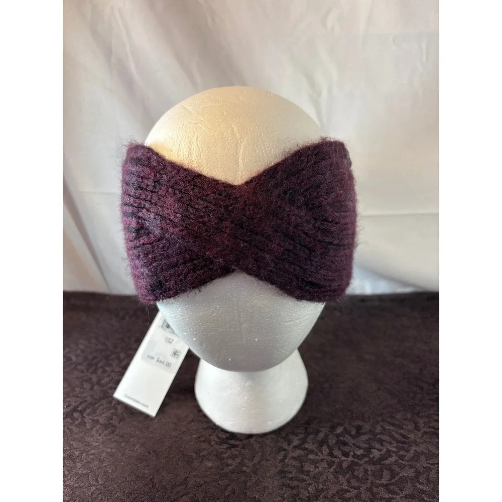 Calvin Klein Womens Purple Twisted Knit Fleece Lined Headband Ear Warmer NWT
